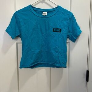 PINK Victoria's Secret Blue Crop Top T-Shirt
